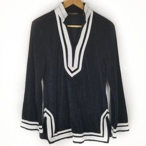 525 America Small Black White Tunic Sweater